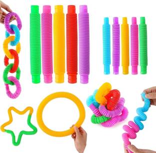 Globular Pop Tube Fidget Sensory Stress Anxiety Relief Sensory Bendable Stiming Toy (6Pc)