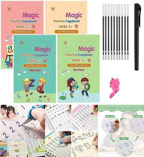 LAKSHMINARAYAN SALES Magic Practice Copy 4 Books And Number Drawing Alphabet Book