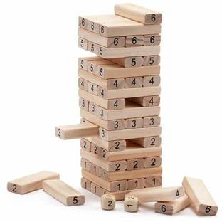 V India Jenga Tower Tumbling Game for Kids & Adults - Medium Size