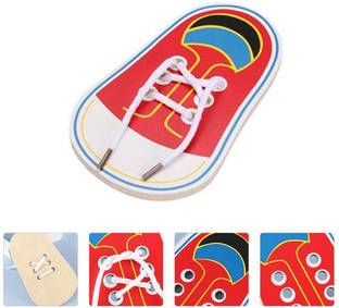 Plus Shine Learn to Tie Lace Shoes Rope Montessori Teaching Aid Single Shoes Puzzle Board