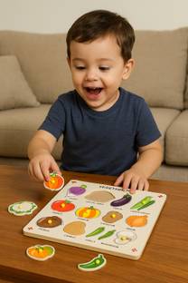 AVMART Wooden Puzzles Toys for Kids, Learning Shapes, Vegetables Names (12x12 inch)