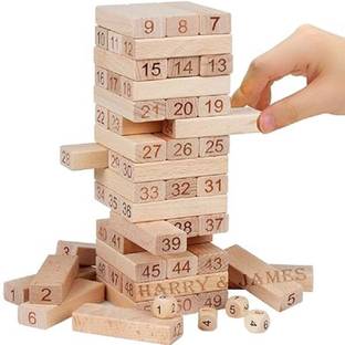 Revcoz Wooden 54 Colored Wooden BuildingTumbling Tower Jenga Game Toy (Gold)