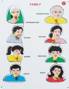 FireFlies Wooden Family Puzzle Pre-School Learning Puzzle for Kids Age3-5 Y (Pack of 1 Pc)