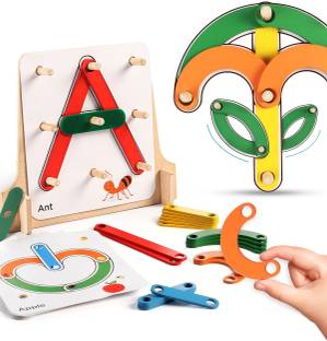 Intelliskills 50 Pcs Wooden Letter & Object Maker with Model Cards | Fun Learning for Kids