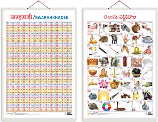 GO WOO Pack of 2 Baarahkhadee and Telugu Alphabet Educational charts