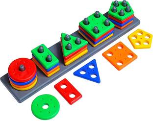 VrajVilla Stacking Toy Shape & Color Recognition Geometric Board Educational Puzzle