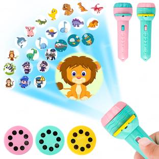 FIDDLERZ Flash Projector for Kids Projection Flashlight 6 Slides 48 Patterns(Pack of 1)