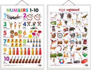 GO WOO Pack of 2 Numbers 1-10 and Kannada Alphabet Educational charts