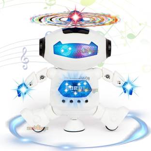 PLAY NOVATION Dancing Robot Toy for Kids with 360° Rotation, Flashing Lights, Musical Sounds