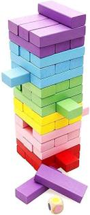 Rainbowstore 54 pcs Wood Tumbling Tower Stacking Toys