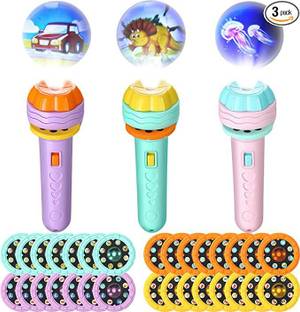 Sitrus 3 Pack Flashlights with Projectors for Kids Flashlight Slide Projector