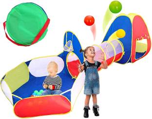 Magicwand 3-in-1 Kids Playhouse Tent with Tunnel & Basketball Pit | 25 Balls