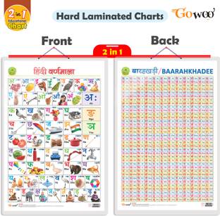 GO WOO 2 IN 1 HINDI VARNMALA AND BAARAHKHADEE Educational chart with Lamination