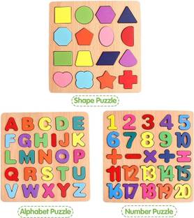 PRIVATECAVE ABCD Board ,alphabet and shape ABCD Puzzle Set number and shape puzzle set