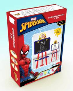 Jayaansh Traders Spider Man 5 in 1 Dual Side Eazel Activity Board For Kids ( Multicolour )