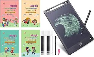 ZEQTOS LCD Writing pad and magic practice copy book 4book+10reffils+1pad