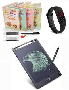 ZENDOLF Magic Practice Copy book & LCD Writing Tablet slate & LED Band Watch Digital