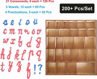 Cryo Craft Montessori Movable Running Cursive Letter/Alphabets with Organizer Box