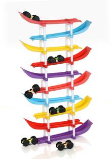 SOVETO Racer Ramp Car Sliding Toy 10 ramps & 4 cars for Kids