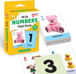 Little Berry NUMBERS Flash Cards for Kids (32 Cards) | Fun Learning Toy for 2-6 years