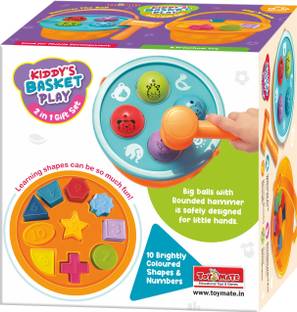 Toymate Kiddy's Basket-Hammering Fun & Shape Sorting Basket 2 in 1 Combo Game