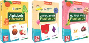 spartan kids Alphabet, My First Word, Colour & Shape Easy Learning For Kids Flash cards