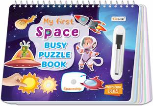 GO WOO My First Space Busy Puzzle Book : Spiral Binding book, Sticker Activity Book