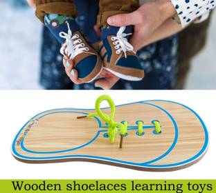 SHALAFI Lacing Shoe Toy Learn to Tie Shoelaces Toy Threading Toy Board Game for Kids