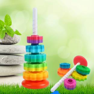 CountryLink Rainbow Spin Tower Stacking Toy, Educational Activity Toy