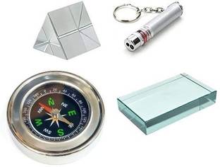 ERHIndia Science Experiment DIY Kit Equilateral Glass Prism, Glass Slab, Laser Light