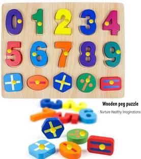 FORSIKHA Number jigsaw Puzzle counting learning toy Board 123 matching cube Game for Kids
