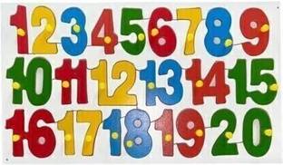 Trends Maker Wooden 1 to 20 Numeric Educational Puzzle Toy Board | Number Shape Learning Tray with Knobs for Kids