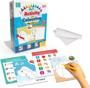 Little Berry 2in1 Flash Cards for Kids: Alphabets | Colour & Activity Flashcards With Crayons