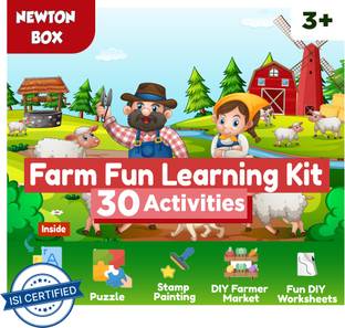Little Olive Newton Box 5 in 1 Learning Gift Set | Farm Animals Theme | Age 3 Years and above