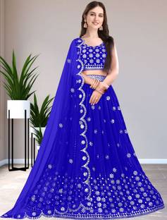 Women Wed Embroidered Semi Stitched Lehenga Choli