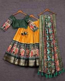 Vihan Fab Bandhani Semi Stitched Lehenga Choli