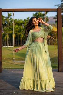 KRIMAA Embroidered Stitched Lehenga & Crop Top