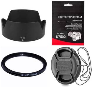 SUPERNIC Combo for Nikon D7500 (HB-32 Lens Hood + 67mm UV Filter + Lens Cap and Tempered)  Lens Hood