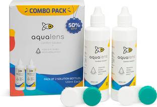 Aqualens (Pack of 2-360 ml each) with 2 lens case Solution