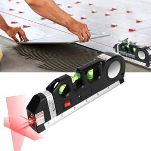 metreno Laser Measurement Tool, Horizon Vertical Measure Tape Ruler Multifunction Measuring Tape,Straight line Aligner Bubbles Leveler (Black)(1 Pc) Laser Measurement Tool Non-magnetic Line Level