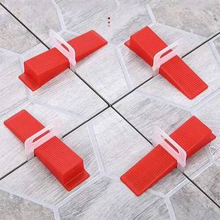 NIKTION Tile Leveling System Plastic 1.6 MM 100 Sets Tile Leveling System Wall Floor Spacer Tile Levelling Tool, 100 Wedge and 100 Spacers Strap Non-magnetic Line Level