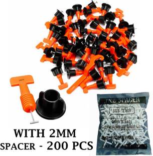Flemingo Enterprise Tile Leveling System 50 PC Kit With Special Wrench 1 PC & 2 MM Spacer 200 pc Tile Leveling System 50 PC Kit With Special Wrench 1 PC & 2 MM Spacer 200 pc Non-magnetic Post Level