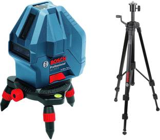BOSCH GLL 3-15X Line Laser, IP54 15m Self Levelling (Accuracy: ± 0.2 mm/m) with BT150 5/8 Plastic Tripod Stand Non-magnetic Line Level