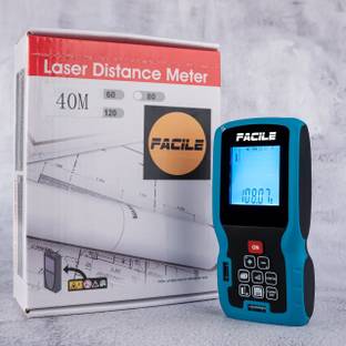 FACILE Laser Measuring Device / Tool - 132Ft/40M Laser Distance Meter with Backlit LCD Pythagorean Mode, Area and Volume, Battery, Pouch and Hand Strap Included Non-magnetic Engineer's Precision Level