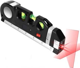 Estervig Laser Level Tool Multipurpose Kit Cross Line Laser Level with Beam Line Leveler Standard Measure Tape, Metric Rulers Perfect for Picture Hanging, Wall Tiling Non-magnetic Line Level