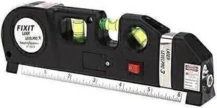 Viratretail Level Laser Plastic Horizon Vertical Measure Tape Aligner Bubbles Ruler Multifunction Leveler Tool (Black) Magnetic Line Level