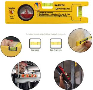 Mass Pro Level 8" inch Magnetic Torpedo Level with 1 Direction Pin, 2 Vials & 360 Degree View Magnetic Engineer's Precision Level