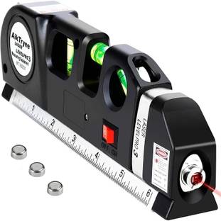 AncientKart Laser Level Line Laser Tape Ruler Adjusted and Metric Rulers Level Pro 3 Standard Cross Line 8 feet Measure Tape Ruler Tool Adjusted Non-magnetic Electronic Level