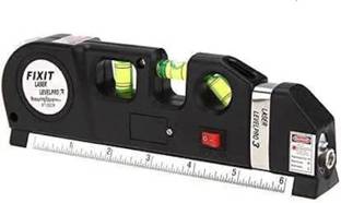 HIGH Q FIXIT Laser Level Horizontal Vertical Measure 8FT Aligner Rulers Multipurpose Accurate Line Tape Adjusted With Cross Light Magnetic Line Level
