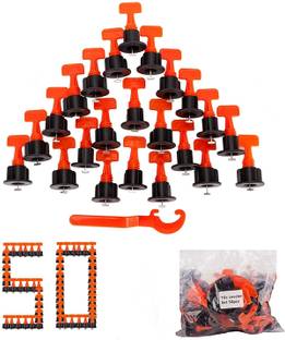 TILFIXER 50pcs Tile Leveler Spacers, Tile Leveling System with Special Wrench, Reusable 50pcs Tile Leveler Spacers, Tile Leveling System with Special Wrench, Reusable Non-magnetic Line Level